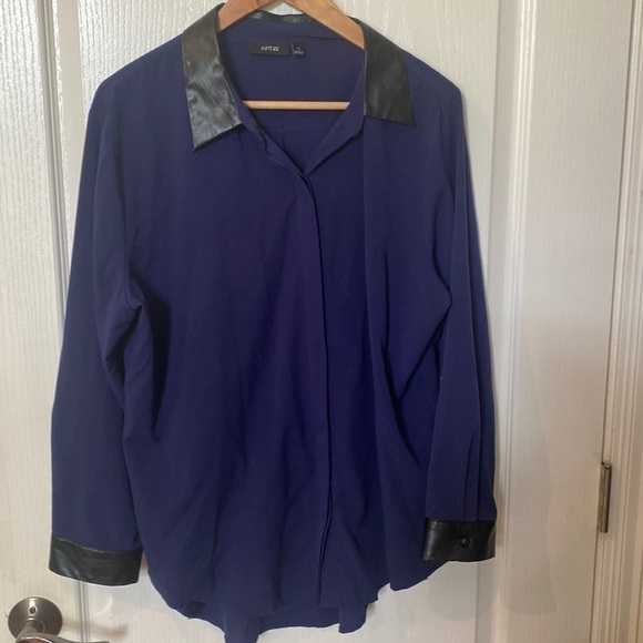 Women’s apartment nine sa XL button down leather look  trim - Picture 1 of 7